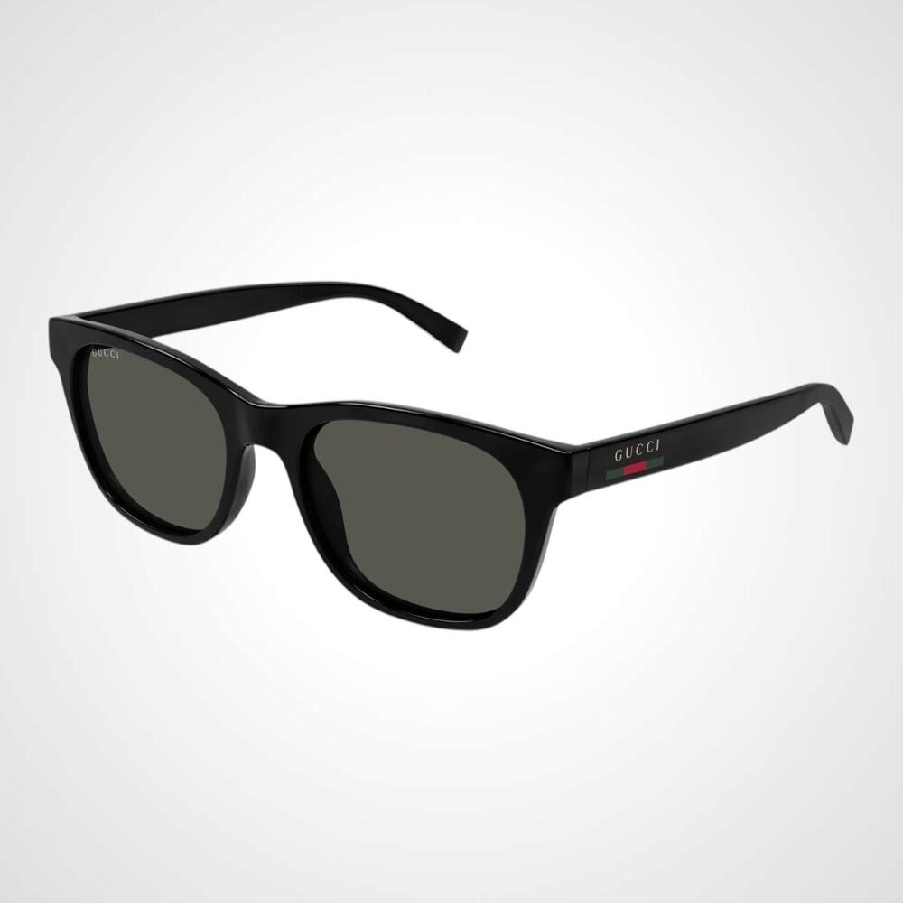 New GUCCI Sunglasses Black 54mm Square Gold Letter Logo Red Green Web Mens - Picture 1 of 7